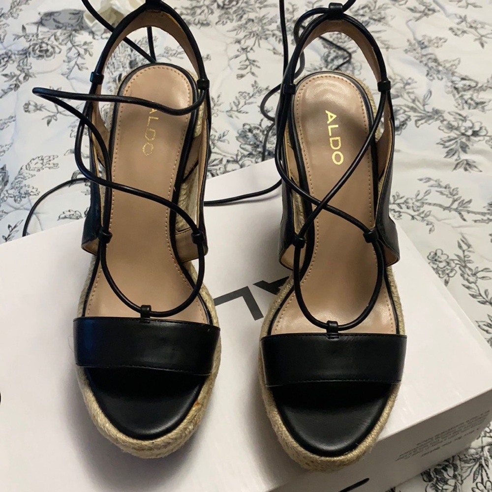 Aldo lace up open toes wedges